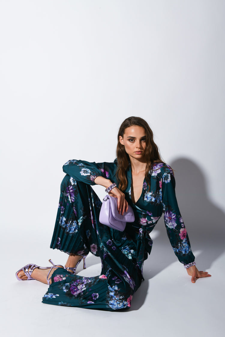 Floral print satin crop top