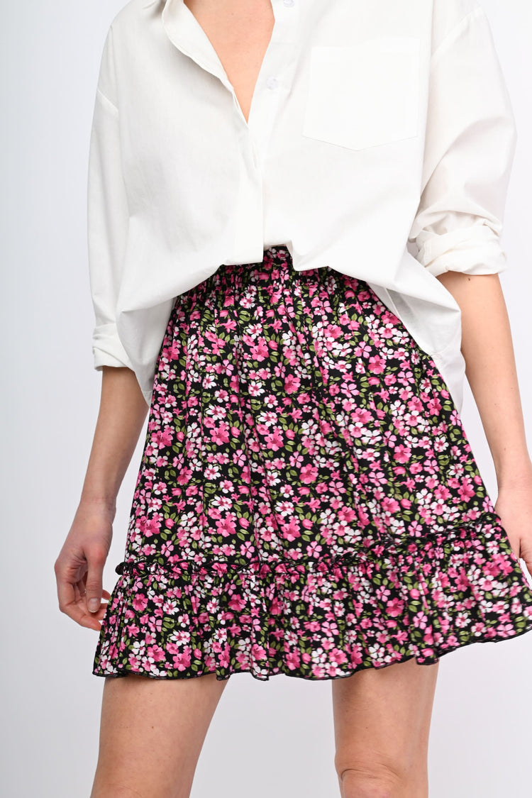 Micro floral print miniskirt