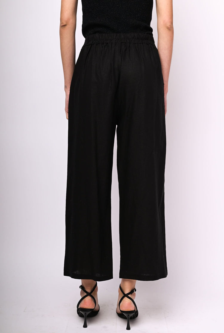 Linen-blend palazzo trousers