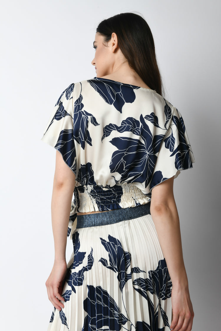Floral print satin crop top