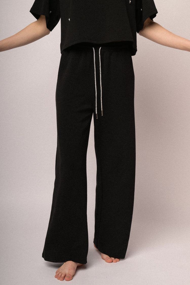 Rhinestone-drawstring jogger pants