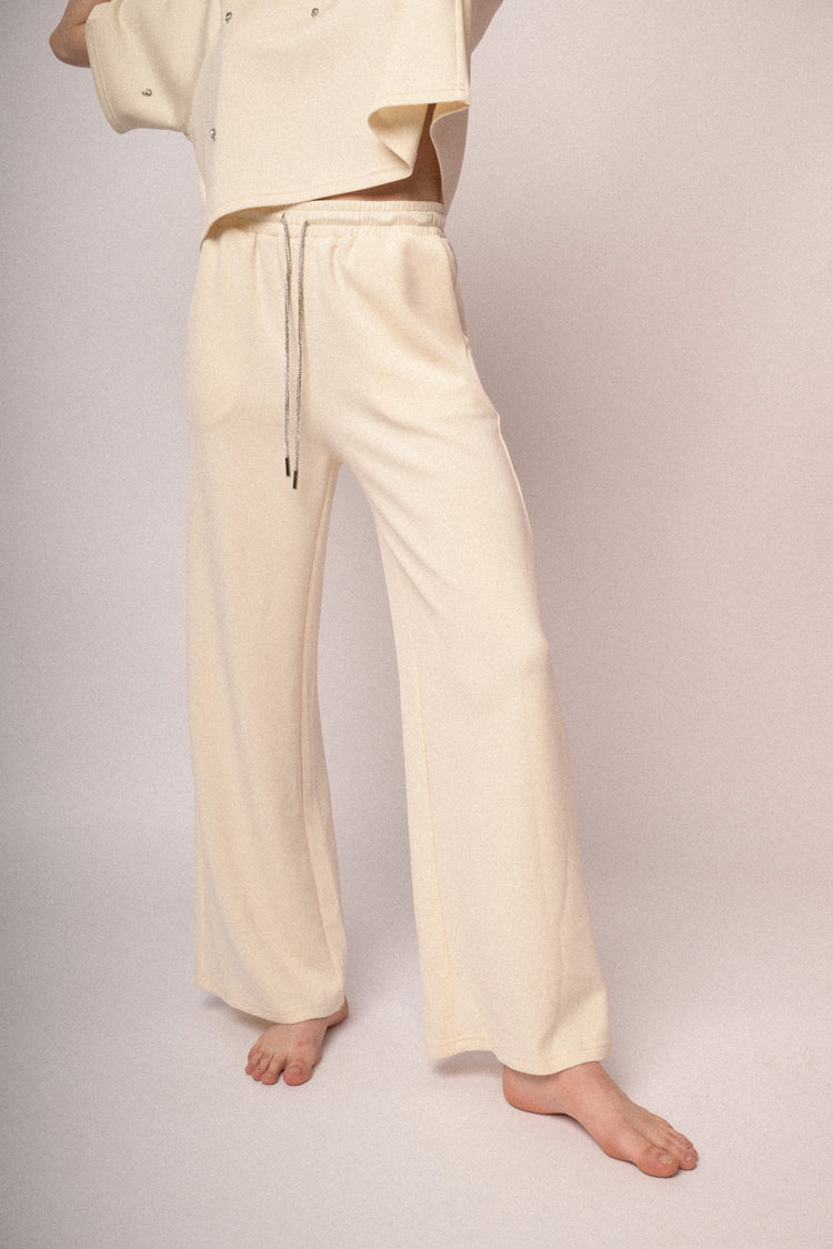 Rhinestone-drawstring jogger pants