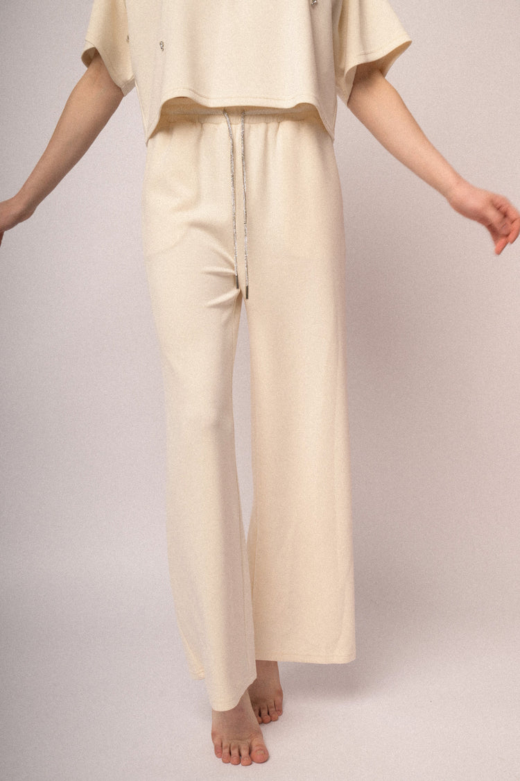 Rhinestone-drawstring jogger pants