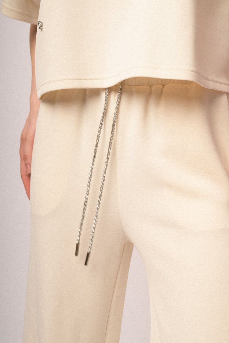 Rhinestone-drawstring jogger pants