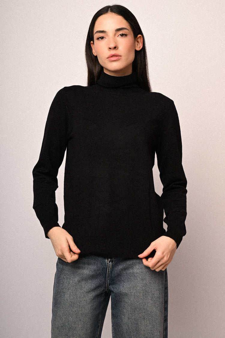 Viscose-blend basic turtleneck