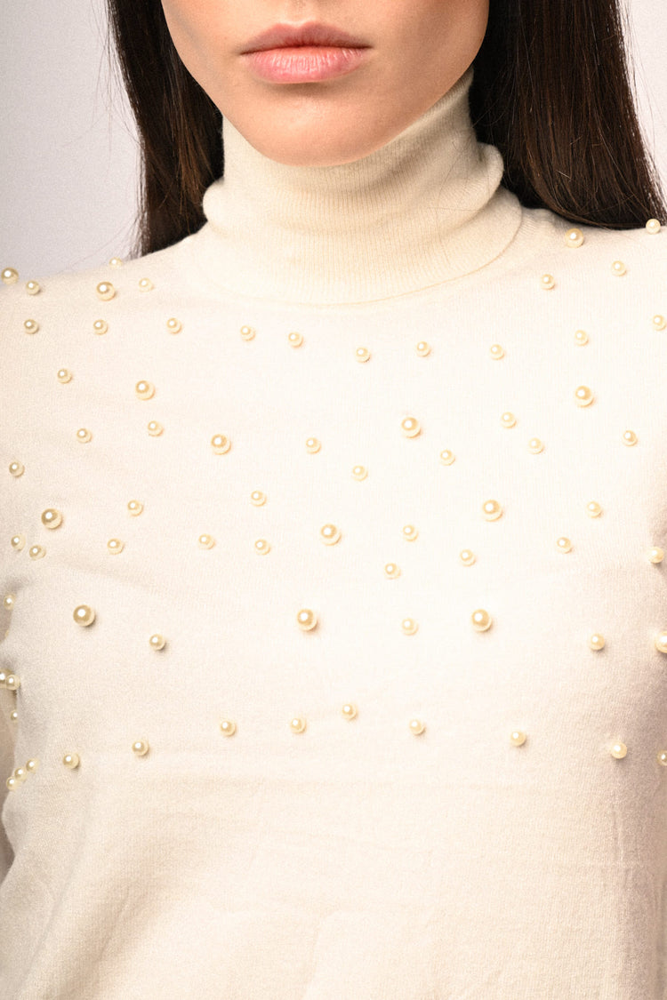 Pearl-embellished turtleneck