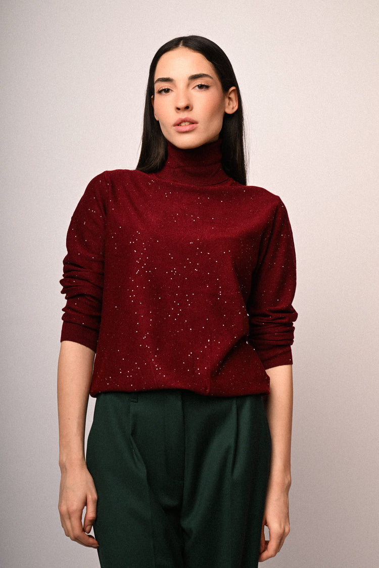 All-over mini sequins turtleneck