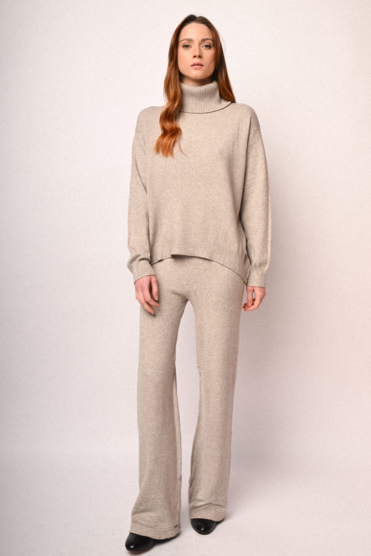 Knit wide-leg trousers