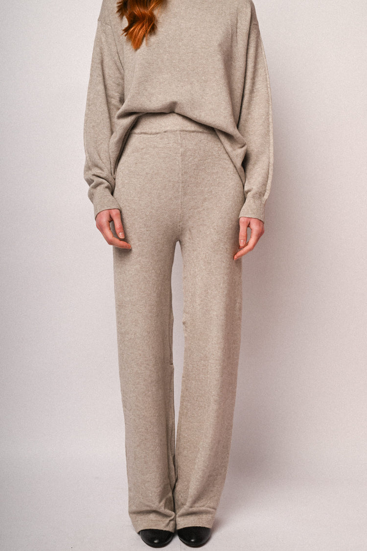 Knit wide-leg trousers