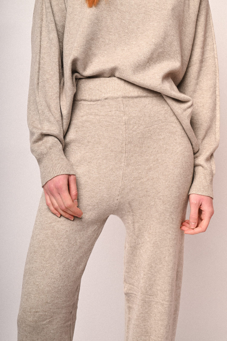 Knit wide-leg trousers