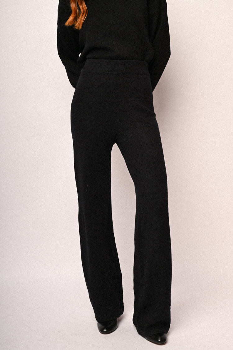 Knit wide-leg trousers
