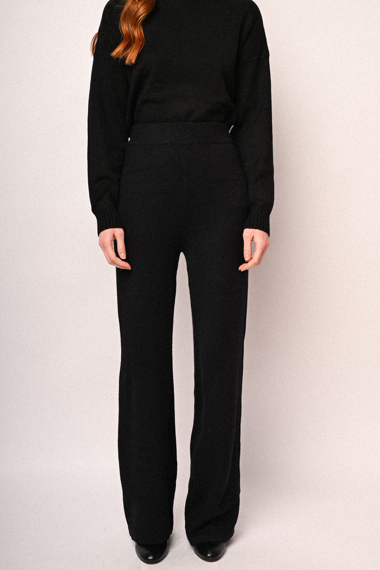 Knit wide-leg trousers