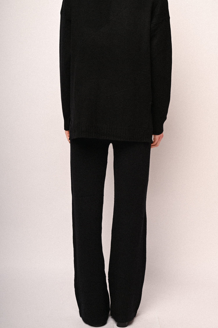 Knit wide-leg trousers