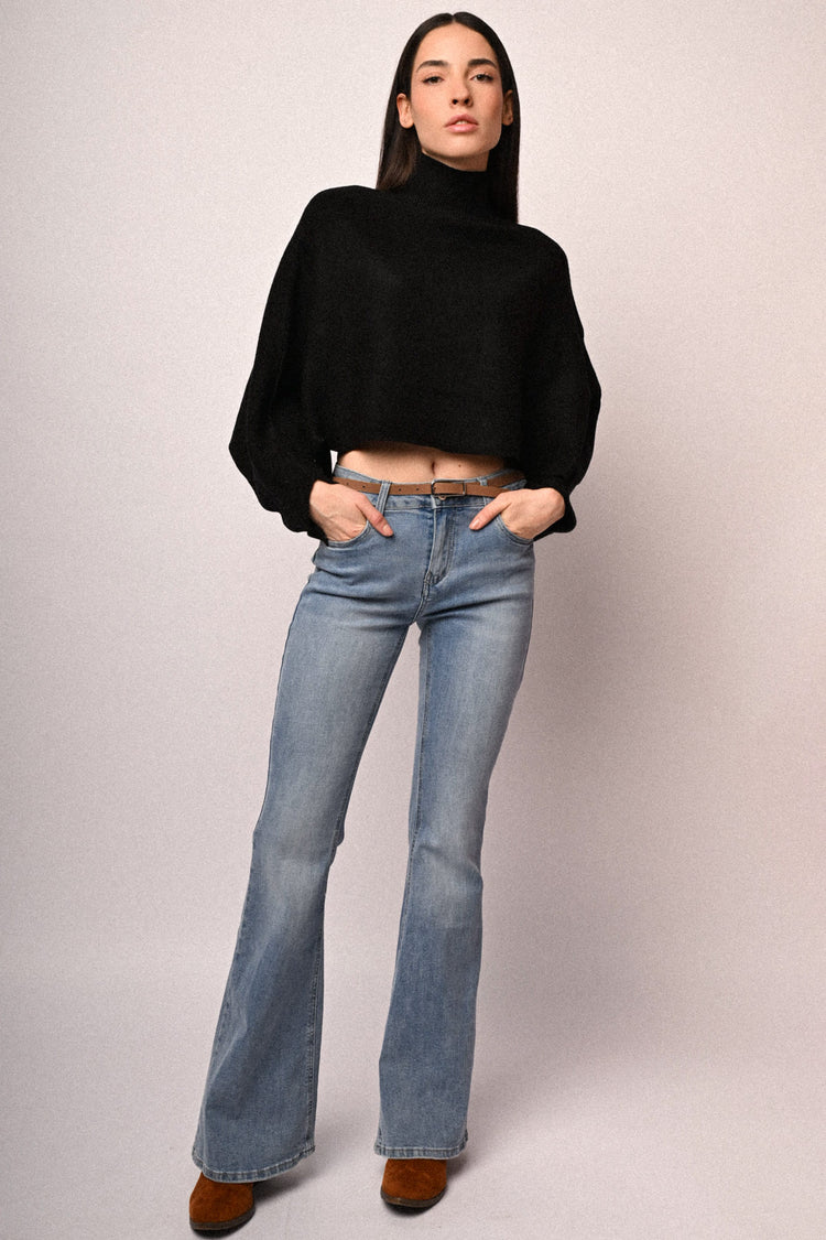 Button-detail poncho sweater