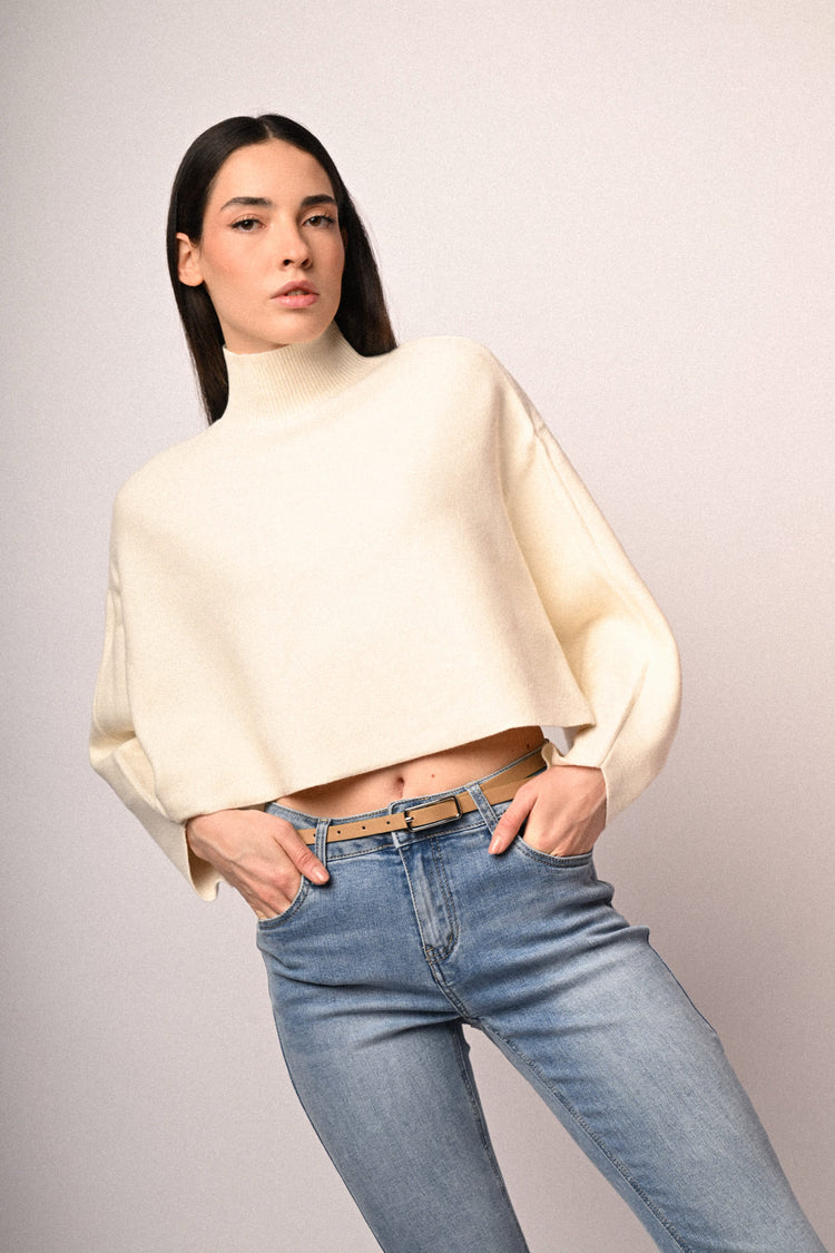 Button-detail poncho sweater
