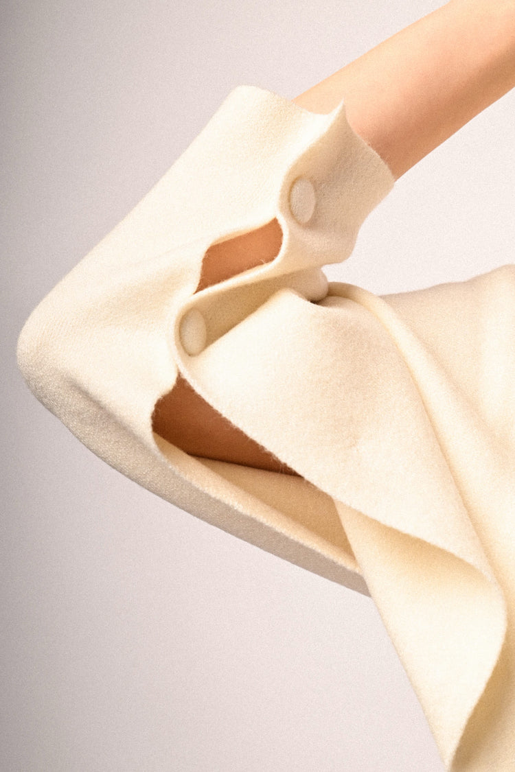 Button-detail poncho sweater