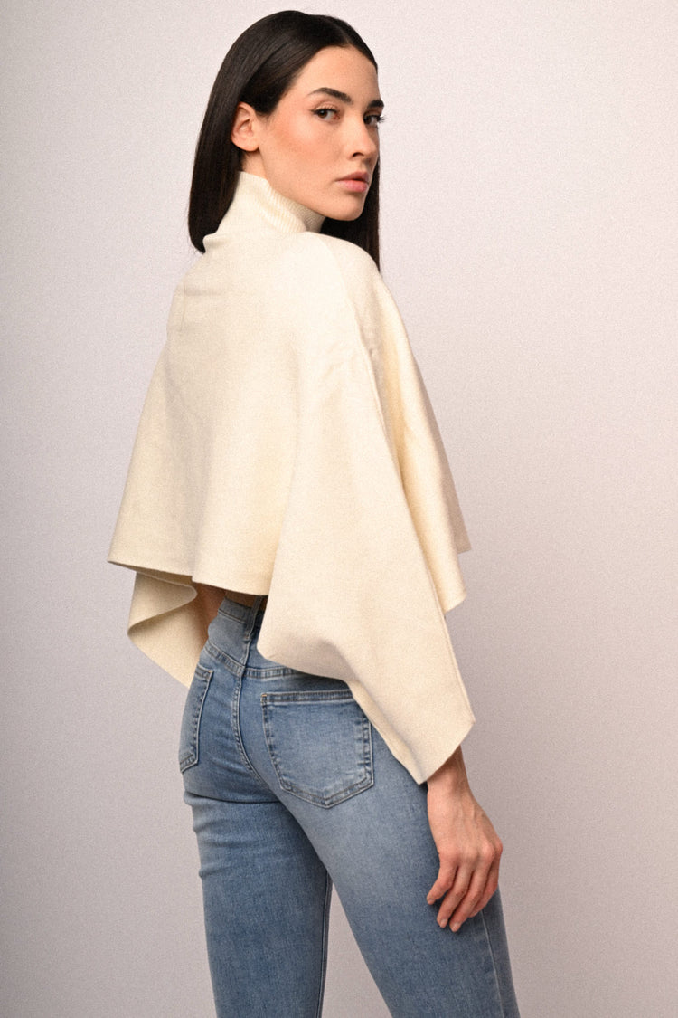 Button-detail poncho sweater