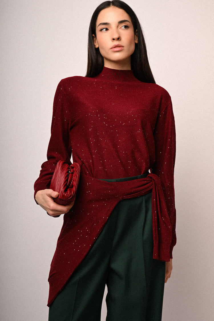 All-over sequin mock sweater