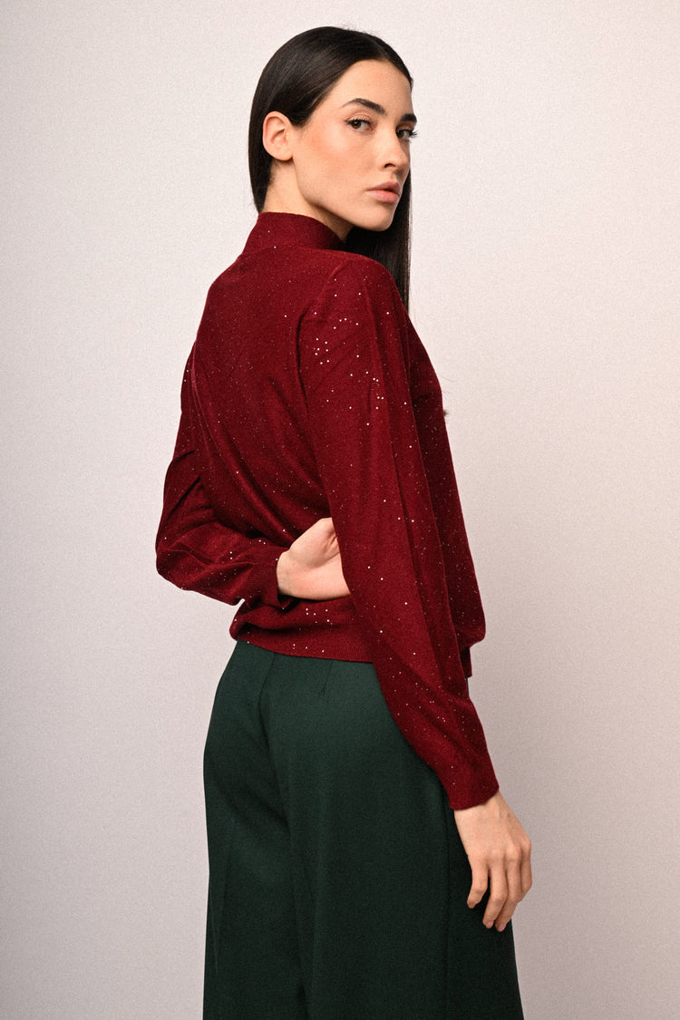 All-over sequin mock sweater