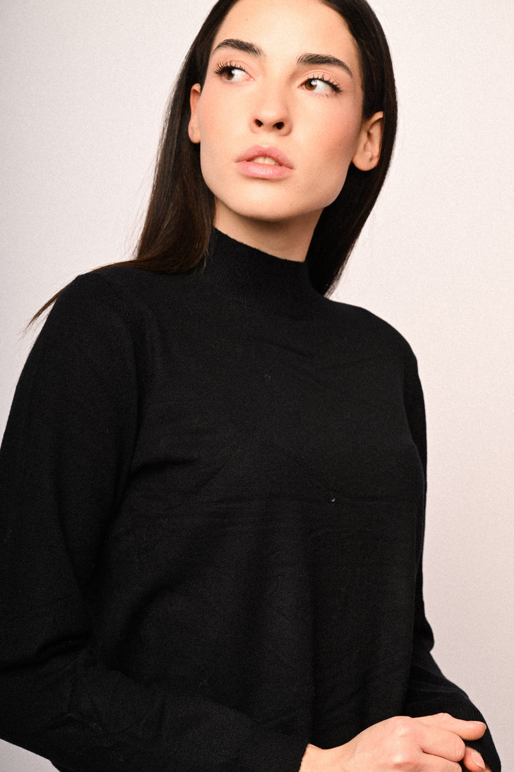 Viscose-blend basic mock sweater