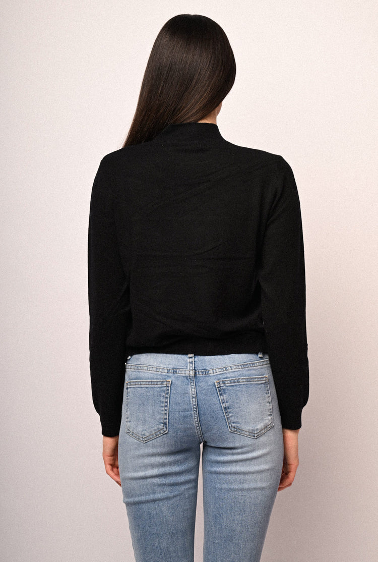 Viscose-blend basic mock sweater