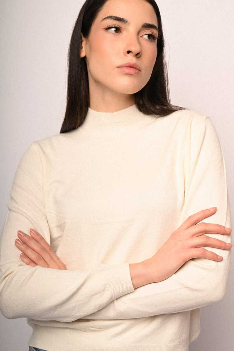 Viscose-blend basic mock sweater