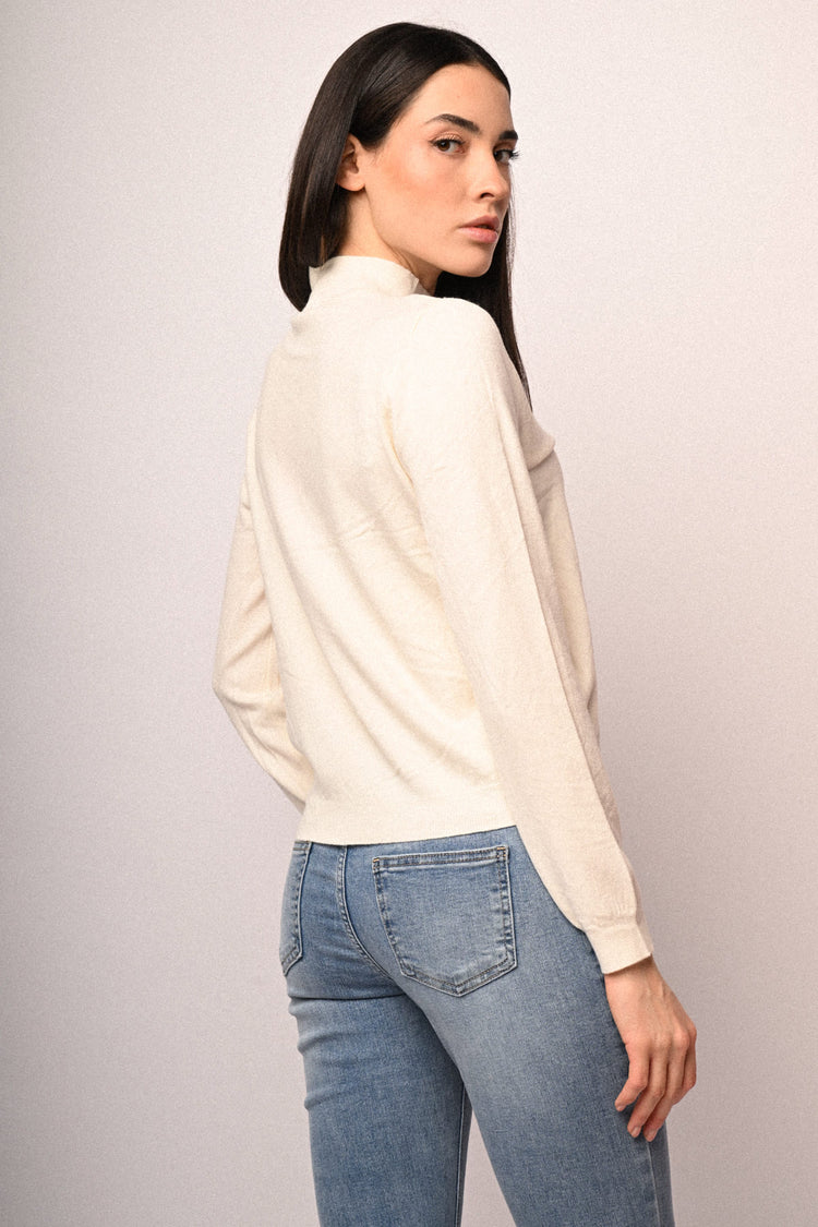 Viscose-blend basic mock sweater