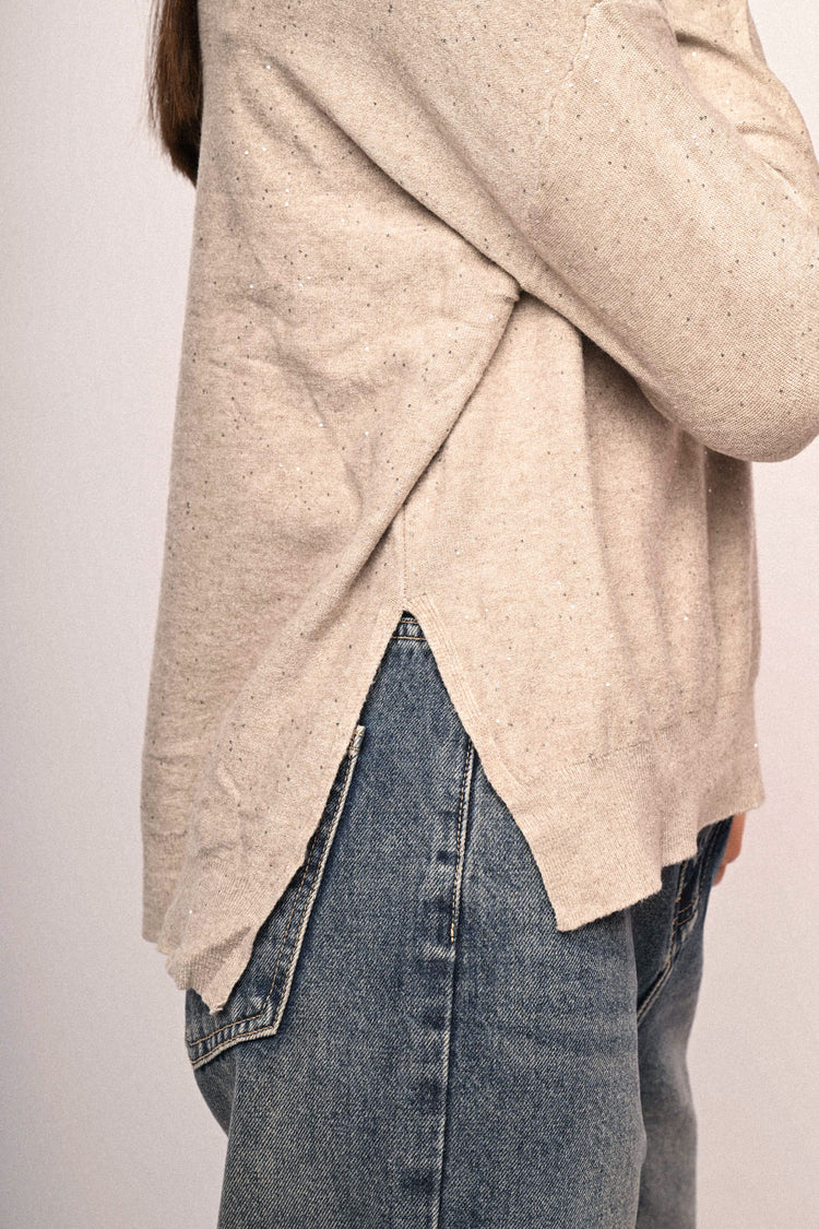 All-over mini sequins basic sweater