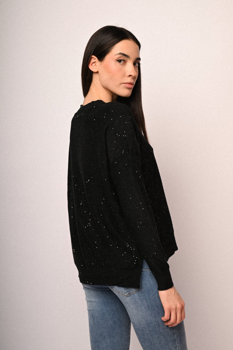 All-over mini sequins basic sweater