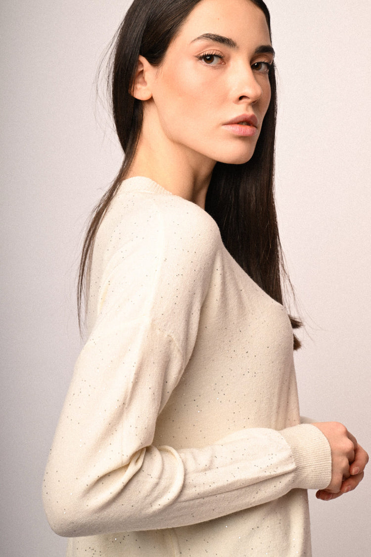 All-over mini sequins basic sweater