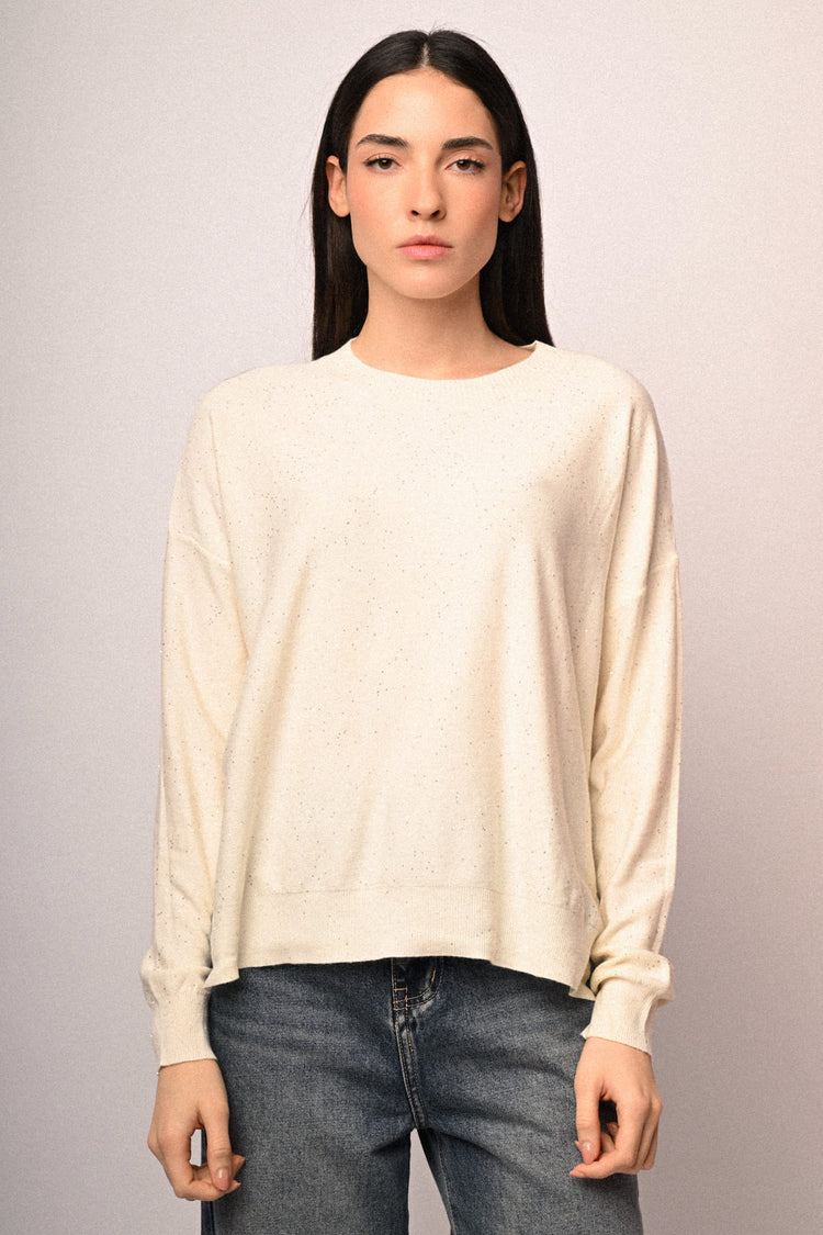 All-over mini sequins basic sweater