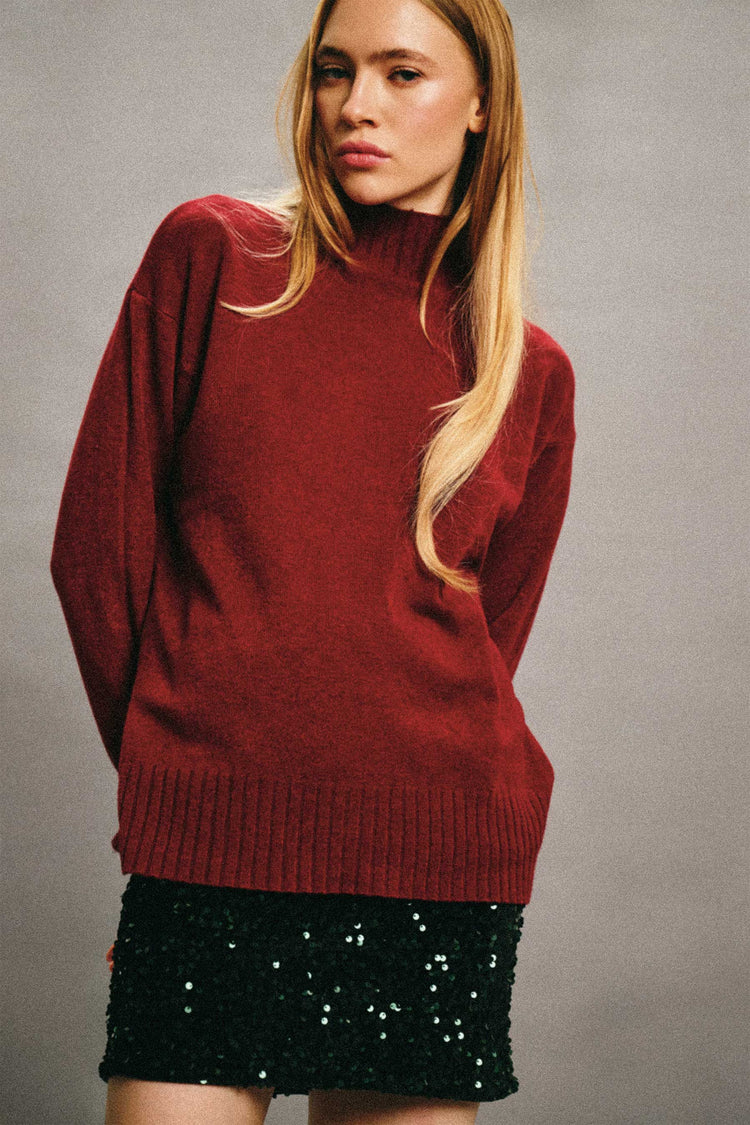 Oversized mock neck sweater