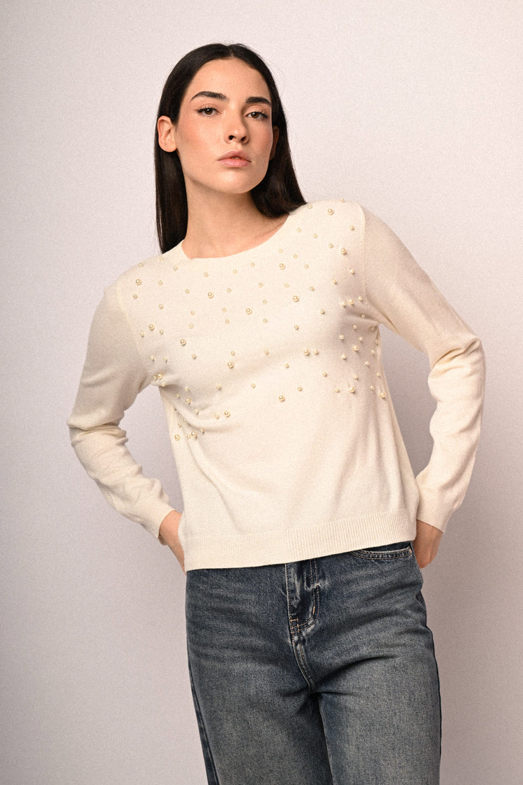 Pearl-embellished sweater