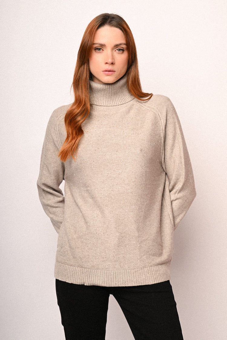 All-over mini sequin turtleneck