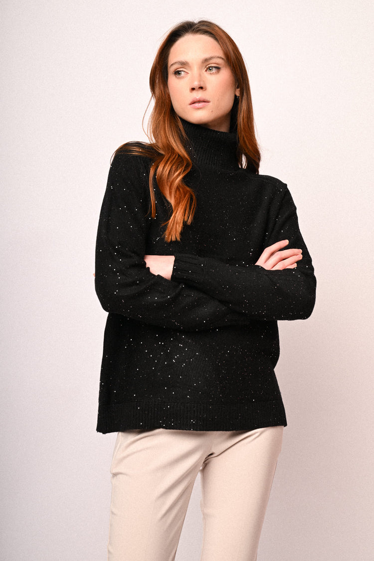 All-over mini sequin turtleneck