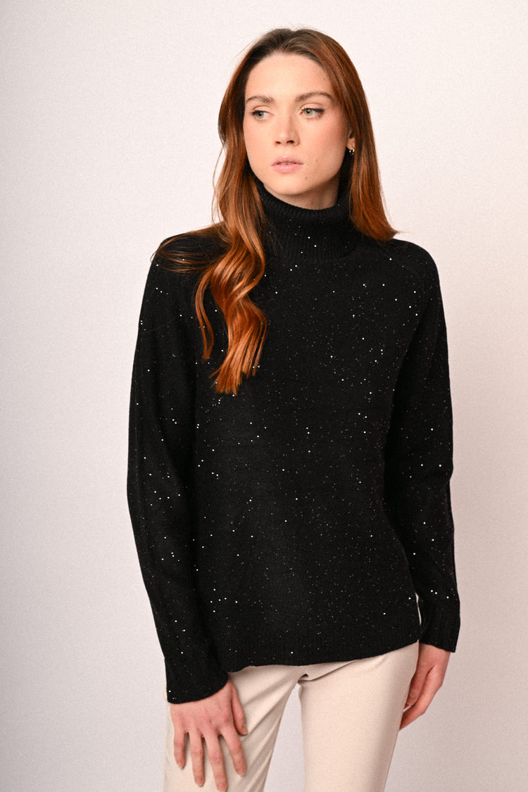 All-over mini sequin turtleneck