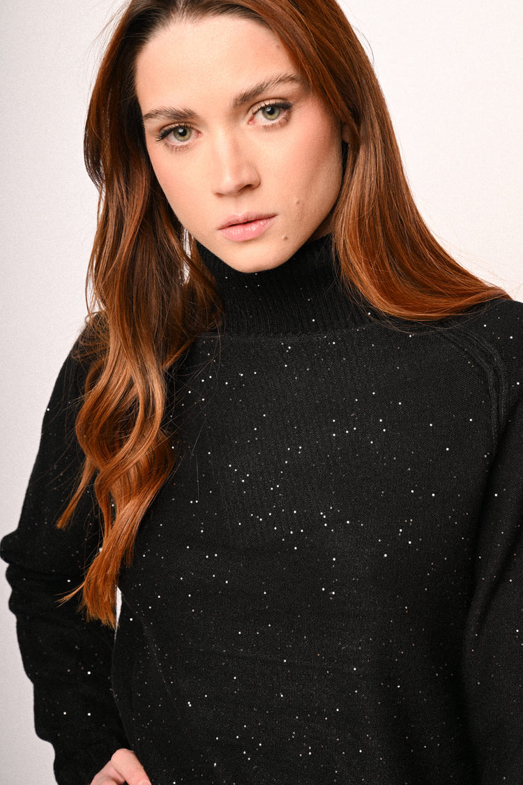 All-over mini sequin turtleneck