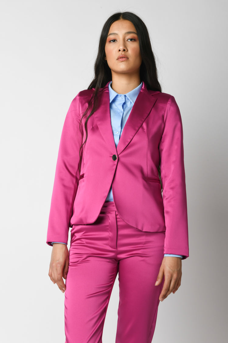 Satin single-breasted blazer