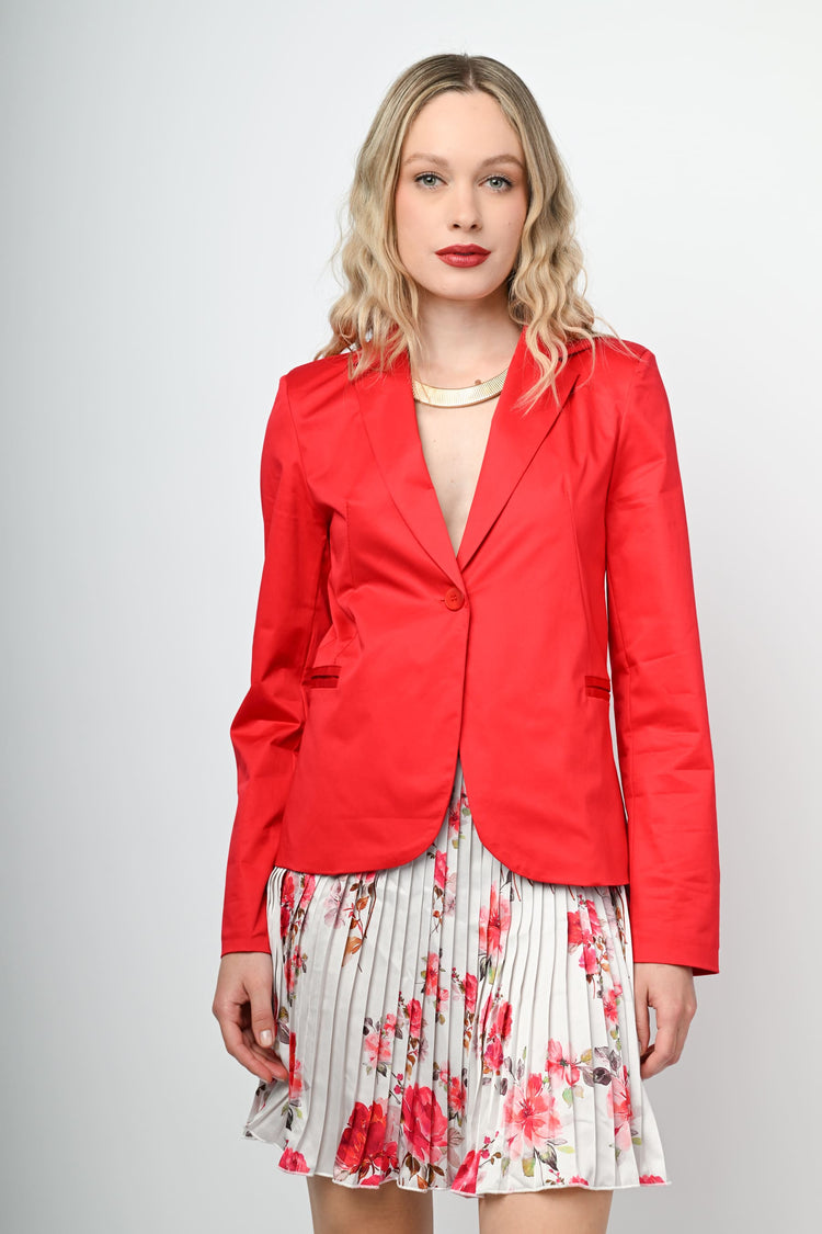 Stretch cotton single-breasted blazer