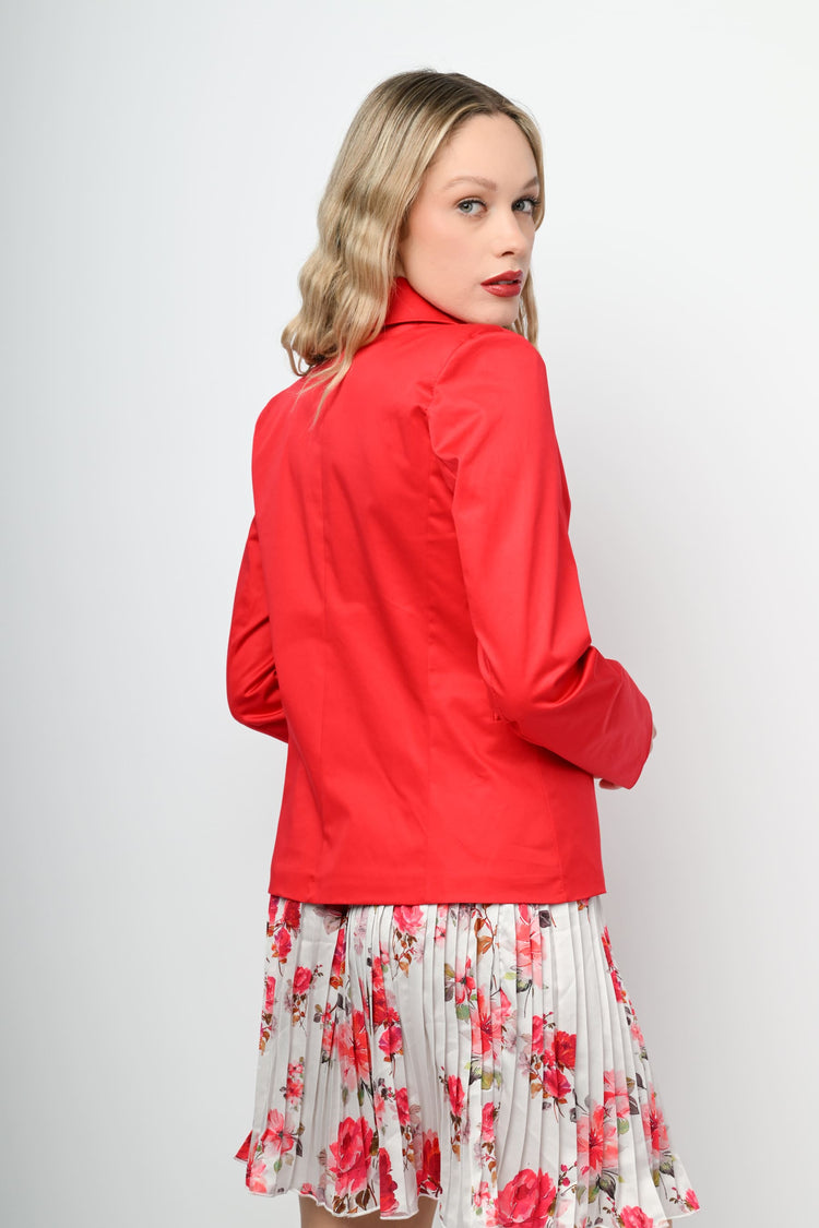 Stretch cotton single-breasted blazer