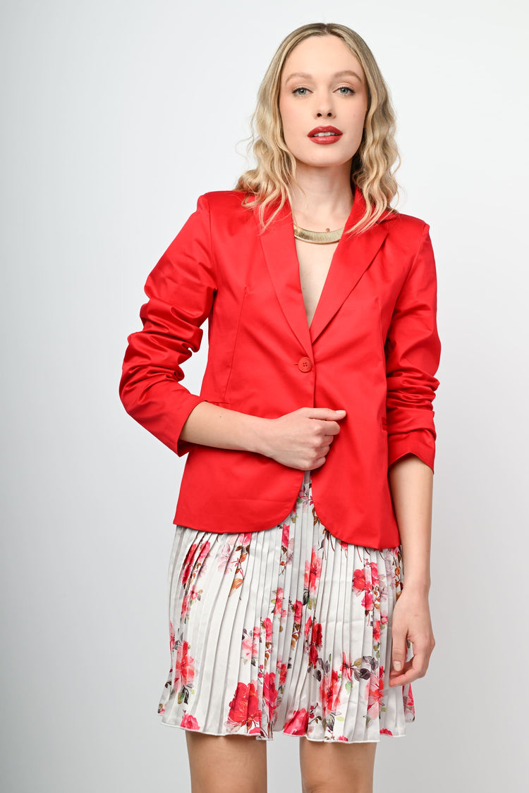 Stretch cotton single-breasted blazer