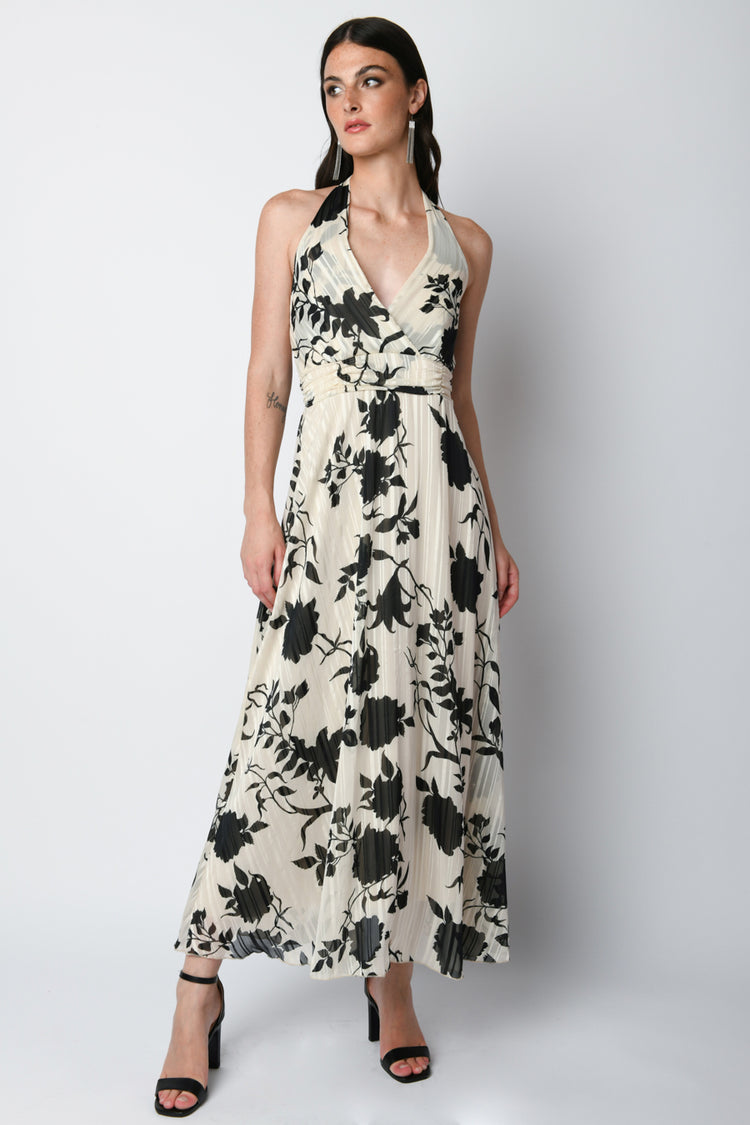 Graphic floral print long dress