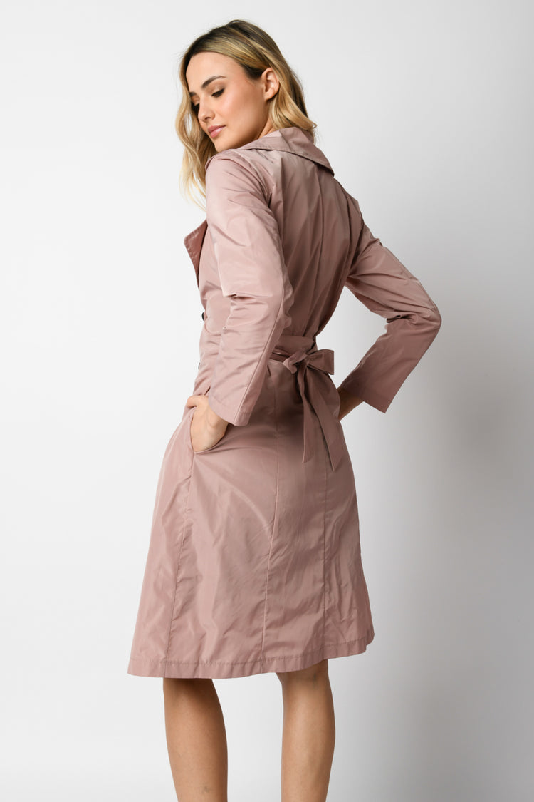 Belted double-breasted trench coat