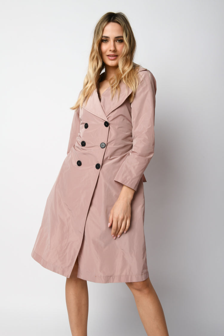 Belted double-breasted trench coat