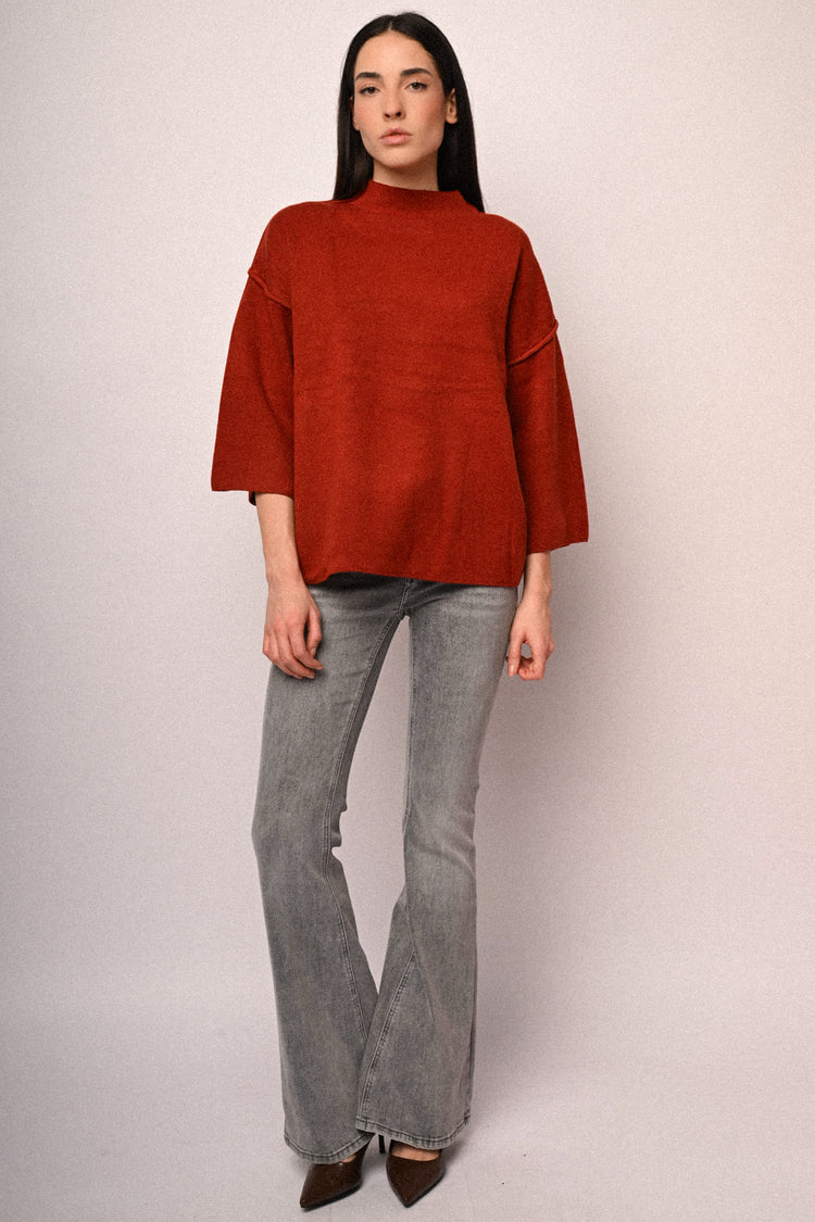 Funnel collar sweater