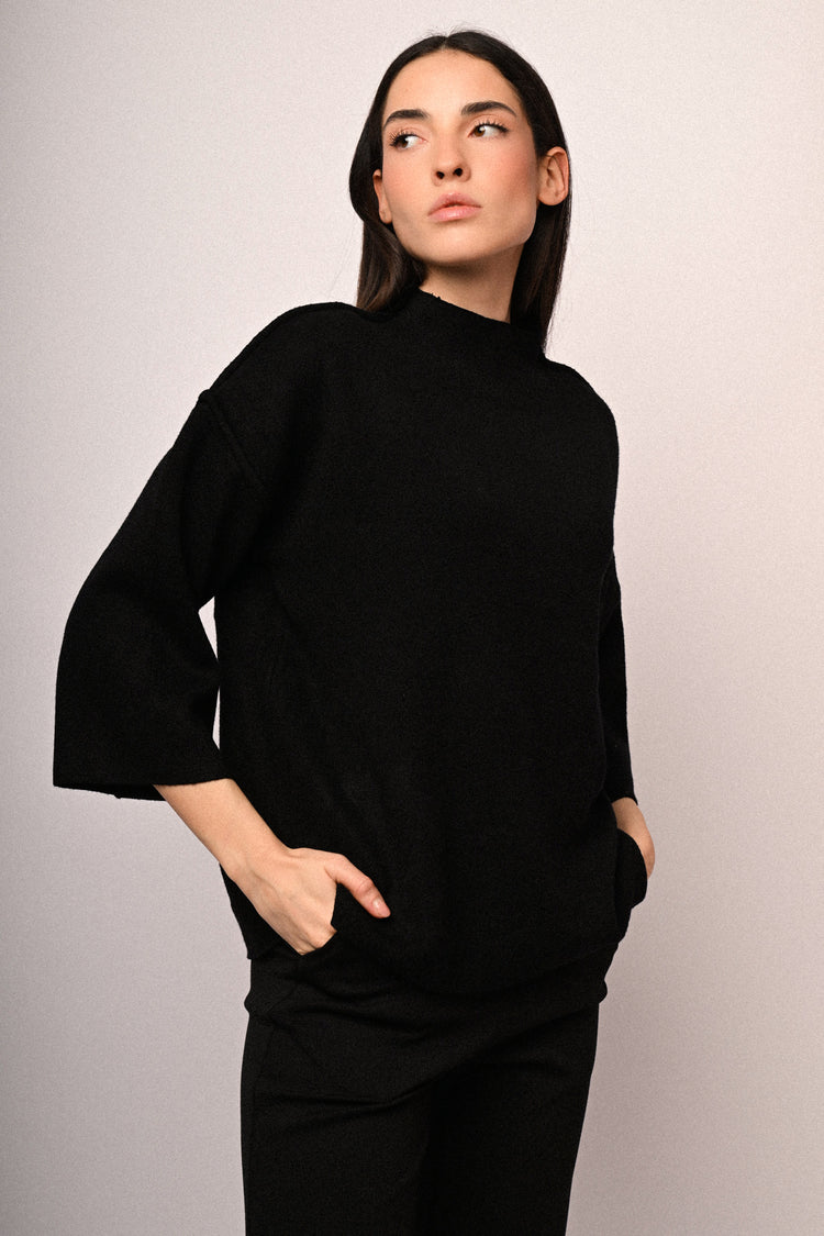 Funnel collar sweater