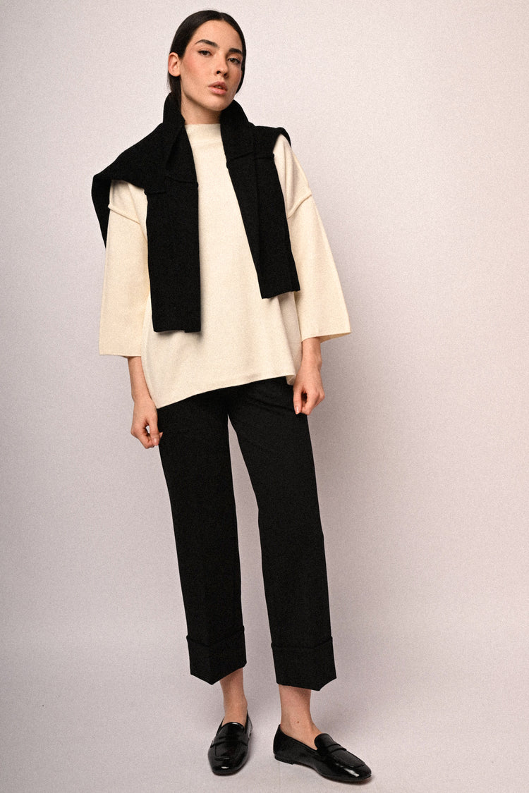 Funnel collar sweater