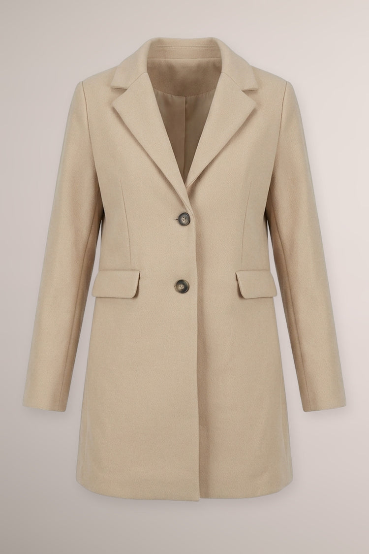 Beige single-breasted wool-blend coat