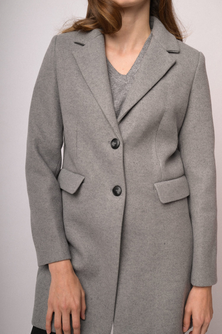 Grey tailored wool-blend coat
