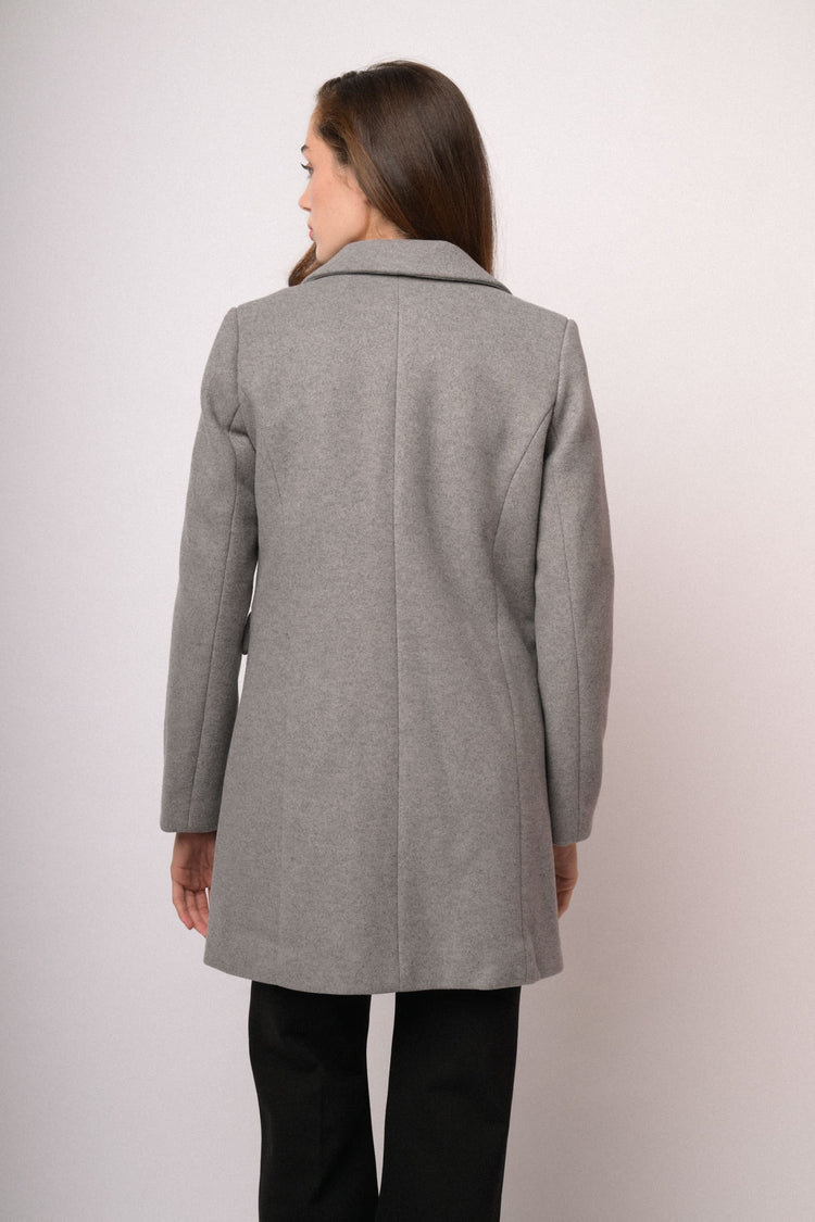 Grey tailored wool-blend coat